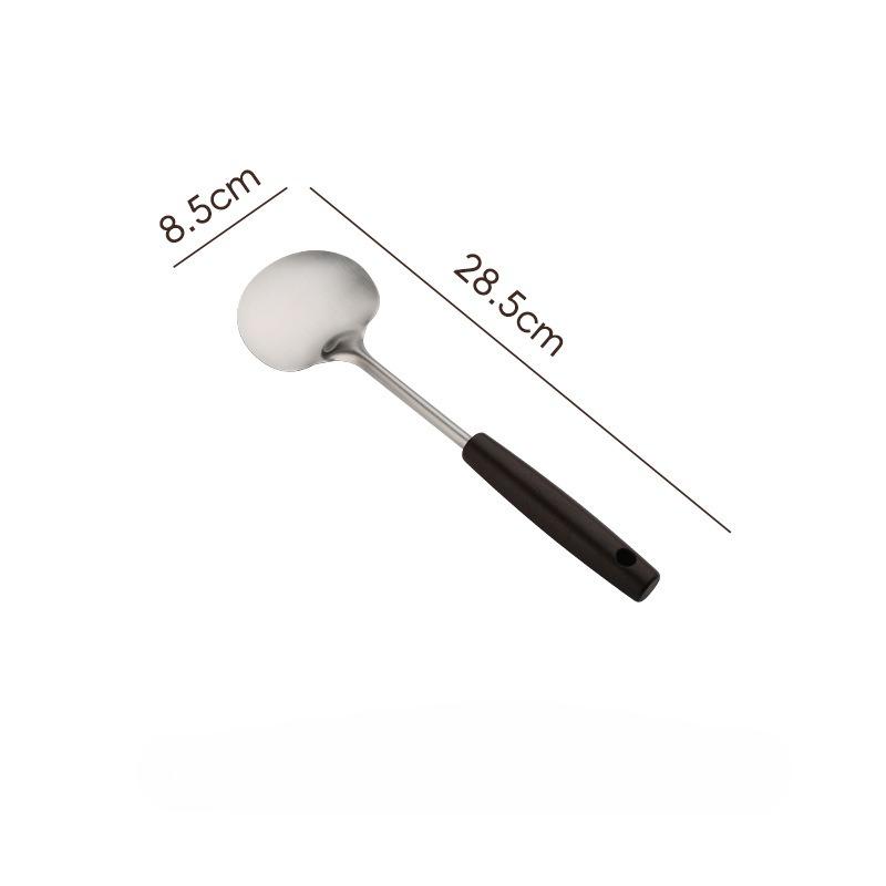 Stainless Steel Wood Handle  Stir-fry Spoon Walnut Mushroom Kitchen Frying Spatula Wok Utensils Cooking Tools Wood Spatula