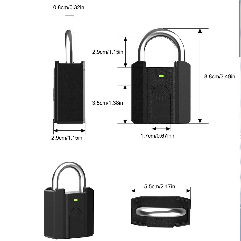 Smart Dormitory Cabinet Lock with 2 Key Electronic Password Lock IP65 Waterproof Fingerprint Padlock for Safety Bag Box Drawer