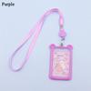 1PC Cartoon Bear Card Holder Bank Identity Bus ID Card Sleeve Case with Retractable Reel Lanyard Plastic Silicone Credit Cover