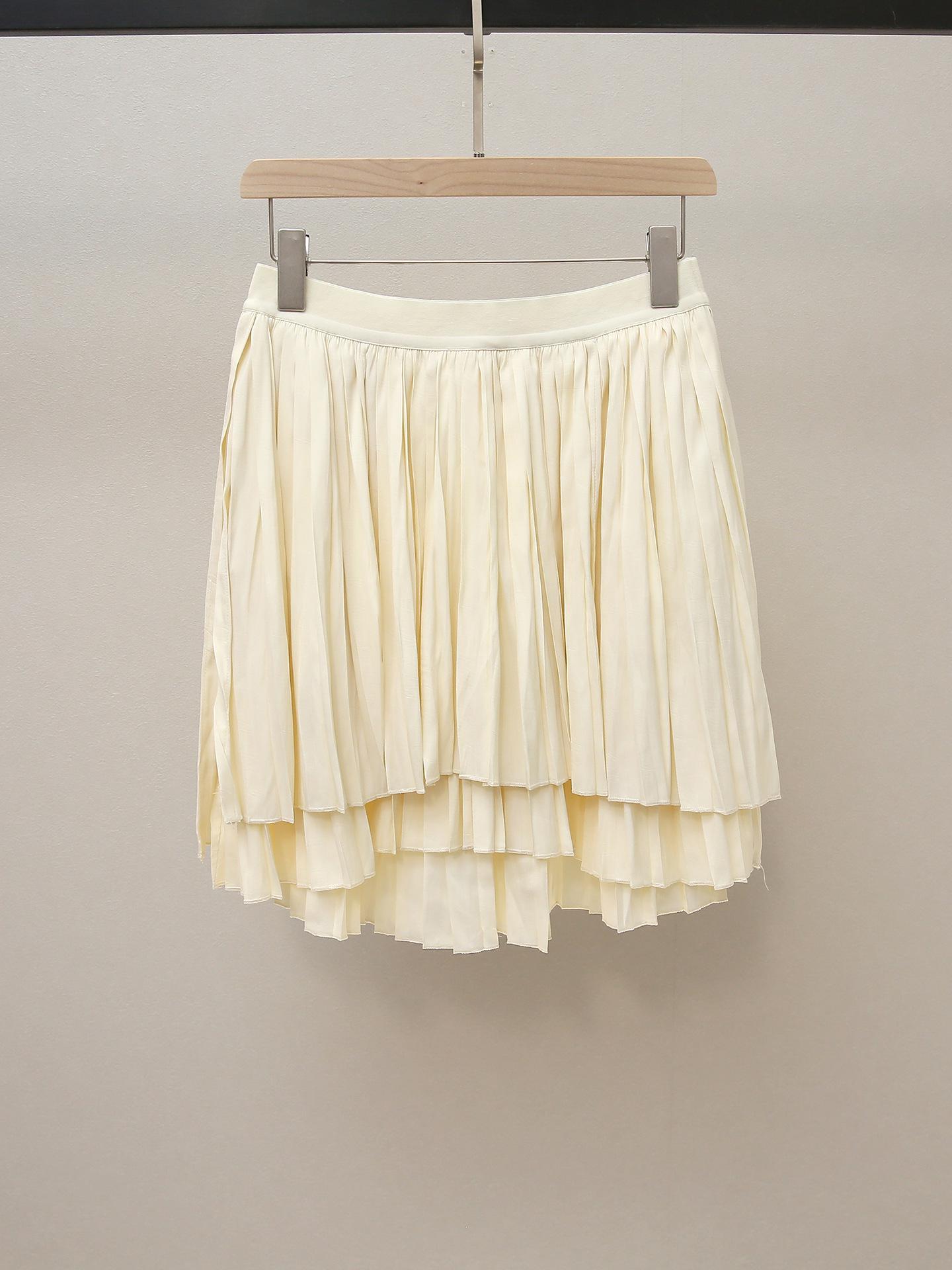 

French-Inspired Drapey A-Line Midi Skirt with Micro-Pleats for Autumn S белый