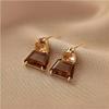 Trendy Cubic Zirconia Copper Drop Earrings For Women Girls Brown Crystal Pendant Earring Party Birthday Daily Jewelry