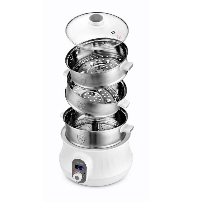 KitchenCook Electric Steamer and Couscous Pot - 9 Liters - 900w - Programmable Cooking - LED Display - Keep Warm