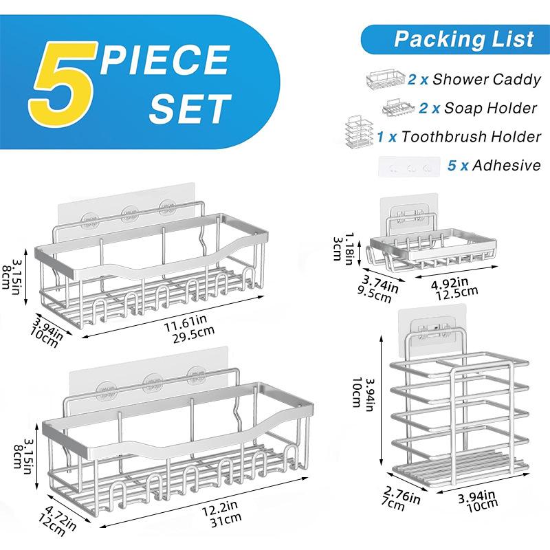Wall-Mounted Wrought Iron Bathroom Storage Rack Set