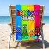 proof beach towel with a Rainbow Friends2 pattern - soft,absorbent,quick-drying,machine washable - perfect for swimming,camping,bathing