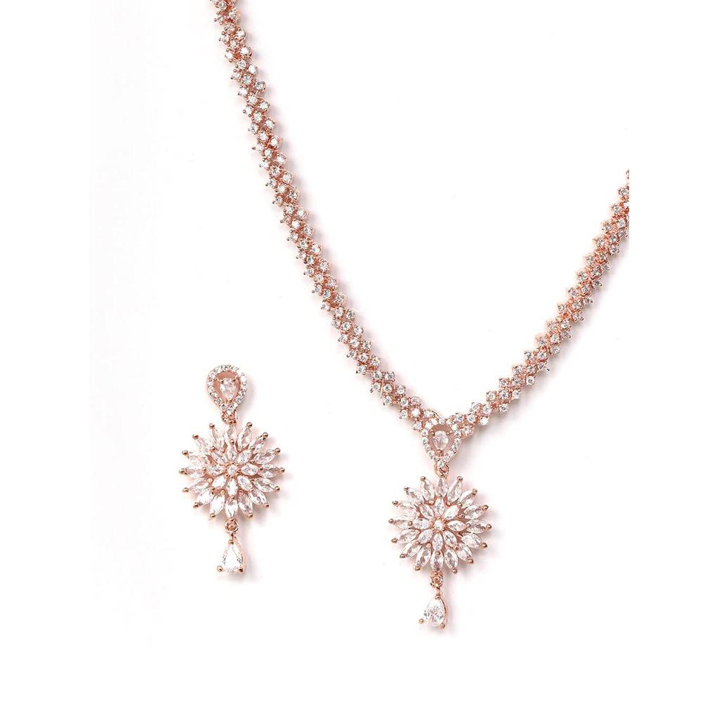 Rose Gold-Plated Diamond Jewelley Set for Women, Girls