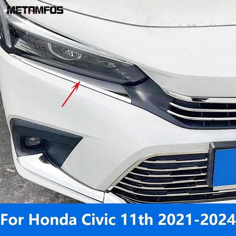 Head Light Lamp Eyelid Eyebrow For Honda Civic 11th - 2024 Carbon Fiber Headlight Molding Trim Accessories Car Styling
