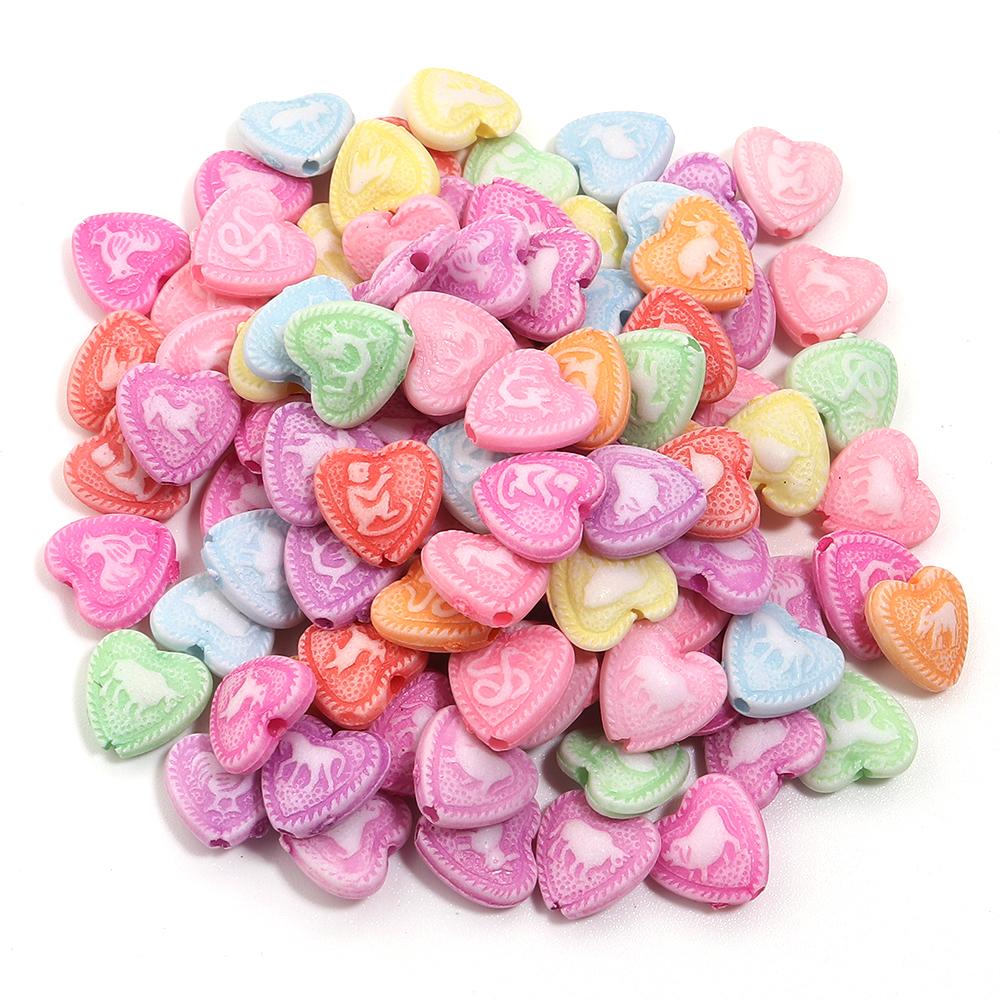 200pcs/lot Multiple Styles Plastic Beads Cat Flower Star Fish Shell Beads Loose Spacer Beads For Jewelry Making DIY Accessories