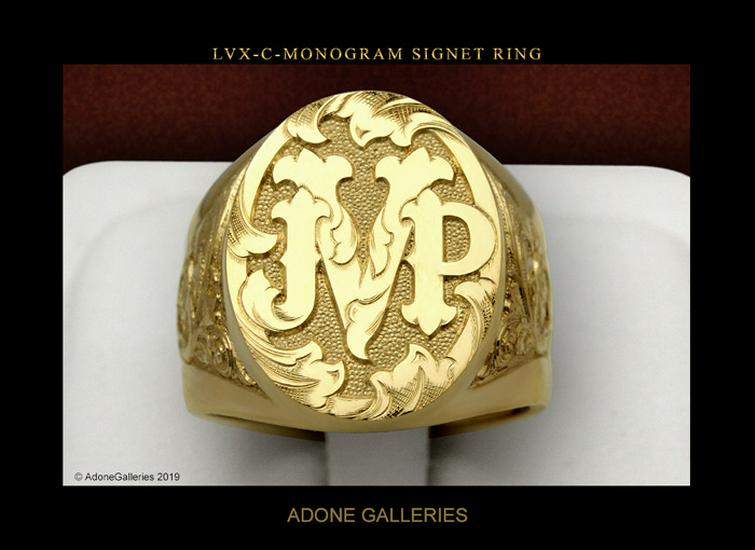Gold Letter M Carved Men's Signet Ring - European and American Style