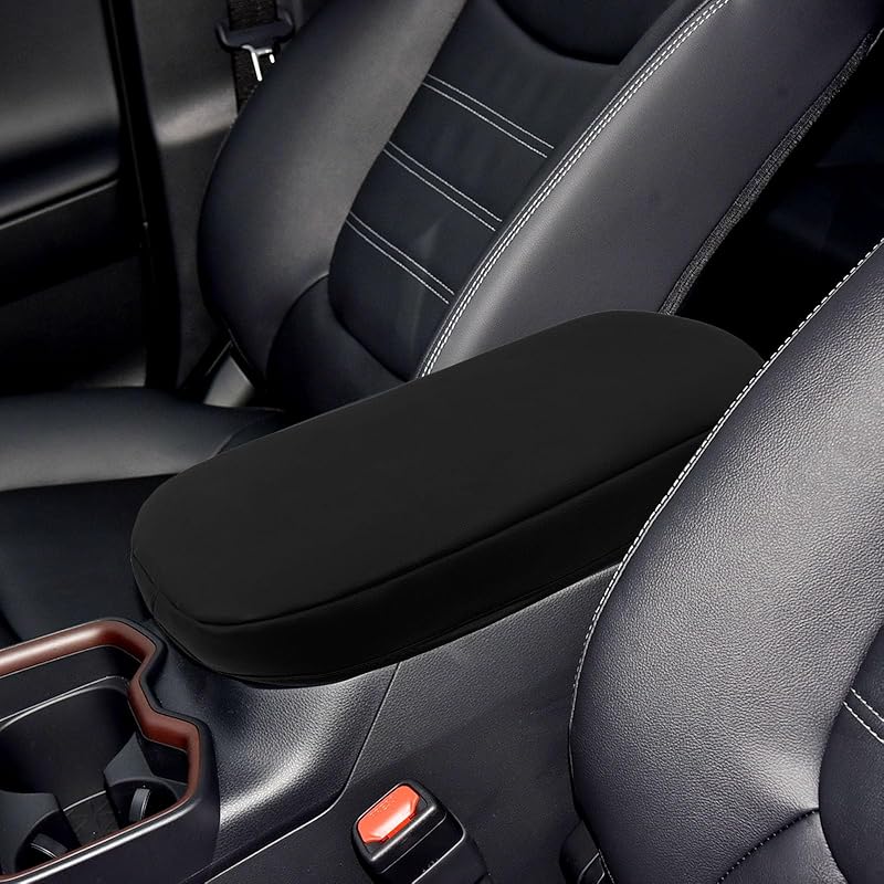 Car Armrest Center Console Covers For Toyota RAV4 Accessories 2026 2025 2024     , PU Leather Middle Console Lid Cover Pad Protector(Black Line)