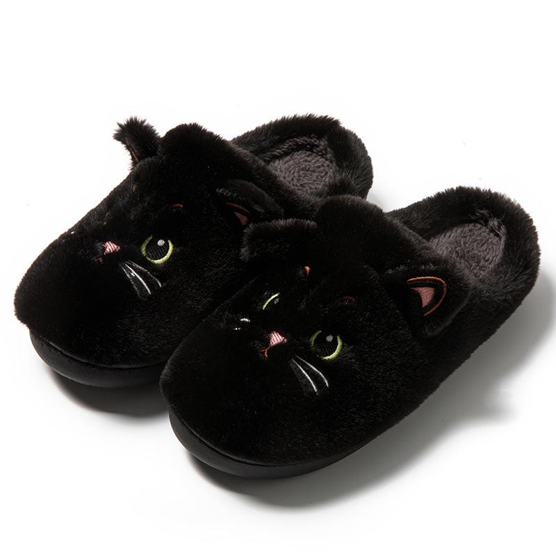 

Новые кошачьи хлопковые тапочки осень и зима милый мультяшный студенческое общежитие для помещения и улицы теплый пушок шлепанцы для пары Size 44-45 [Shoes are 1-2 sizes smaller]