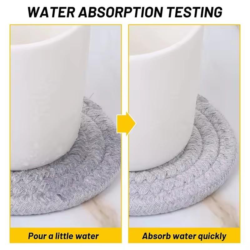 8Pcs Drink Coasters With Holder, 4 Colors Absorbent Coasters For Drinks, Heat-Resistant Cotton Woven Coaster Set For Home Decor
