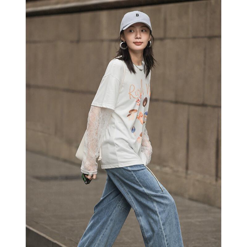 Women's Pure Cotton Lace Print T-Shirt