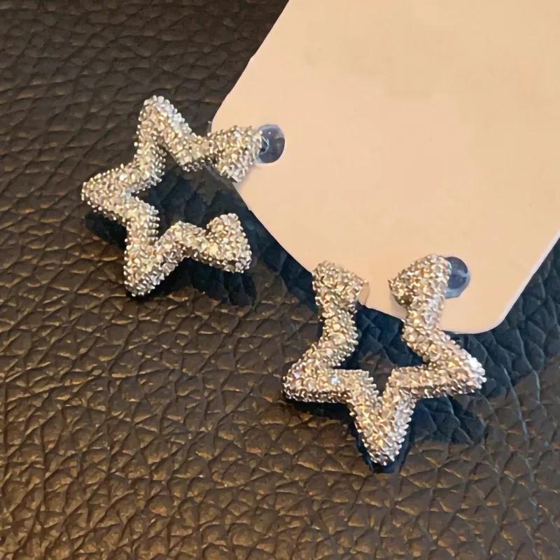 Luxus Ohrring für Damen Sterling Silber Öffnender Stern Funkelnder Zirkon Kleiner Ohrring für Damen Hochzeit Statement Schmuck