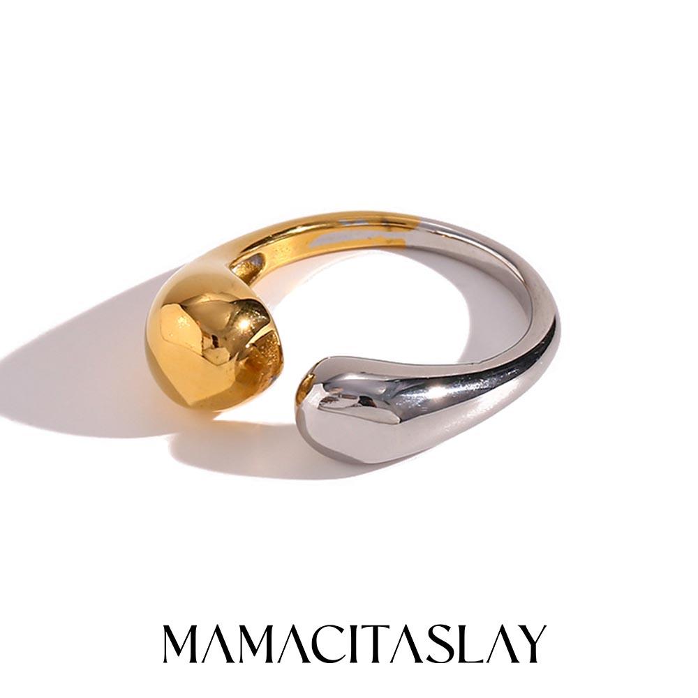 

MamacitaSlay Stainless Steel Mixed Color Spliced Open End Ring Party Designer Fashion Jewelry 2025 New Trend Charm Ring Gift resizable