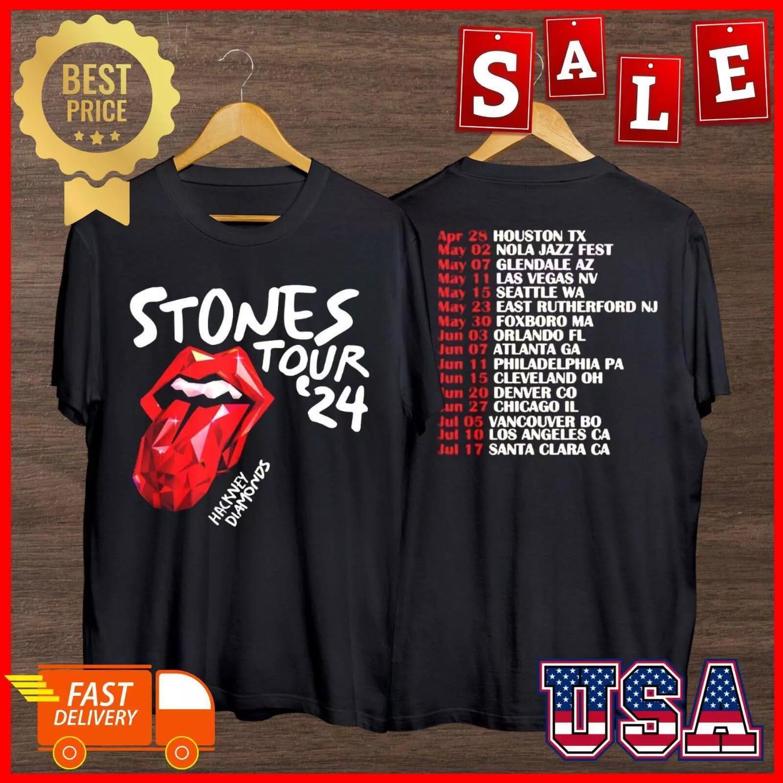 HOT The Rolling Stones Hackney Diamonds Tour 2024 Unisex Classic T-Shirt Mens Womens Tees Top L