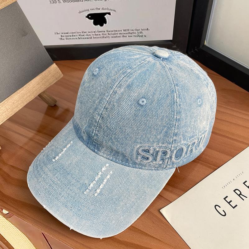 Spring and Summer Versatile Big Head Circumference Denim Baseball Cap Women