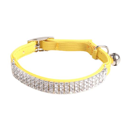 

Колокольчик со стразами из искусственной кожи, маленькое и среднее ожерелье с ошейником для щенка и кошки, аксессуары для домашних животных жёлтый