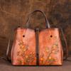 Vintage Style Genuine Leather Women's Tote - Large Capacity, Multi-Compartment Handbag with Classic Rubbed Finish.