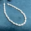 5String, White Natural Freshwater Shell Beads, 4×7mm, Handmade Oval Shape Shell Beads for DIY Jewelry Making 18cm