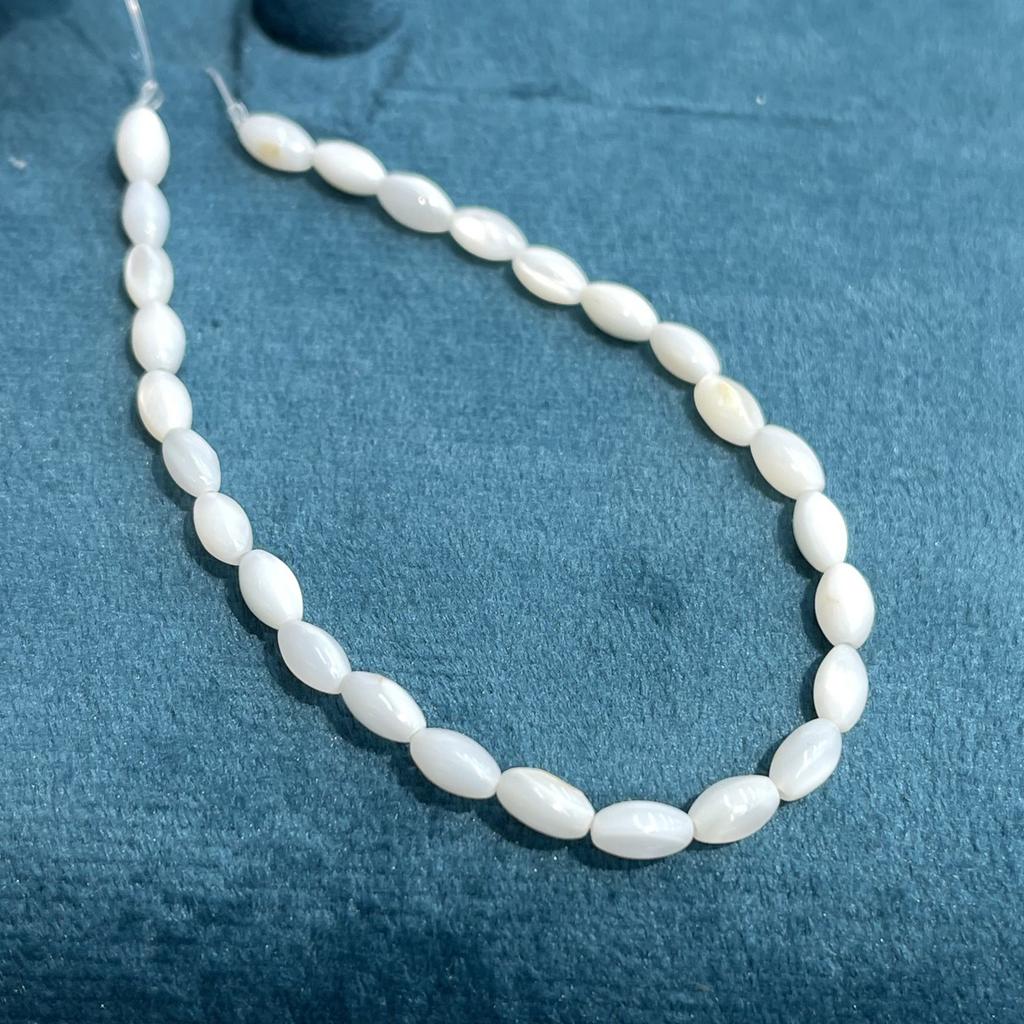 5String, White Natural Freshwater Shell Beads, 4×7mm, Handmade Oval Shape Shell Beads for DIY Jewelry Making 18cm