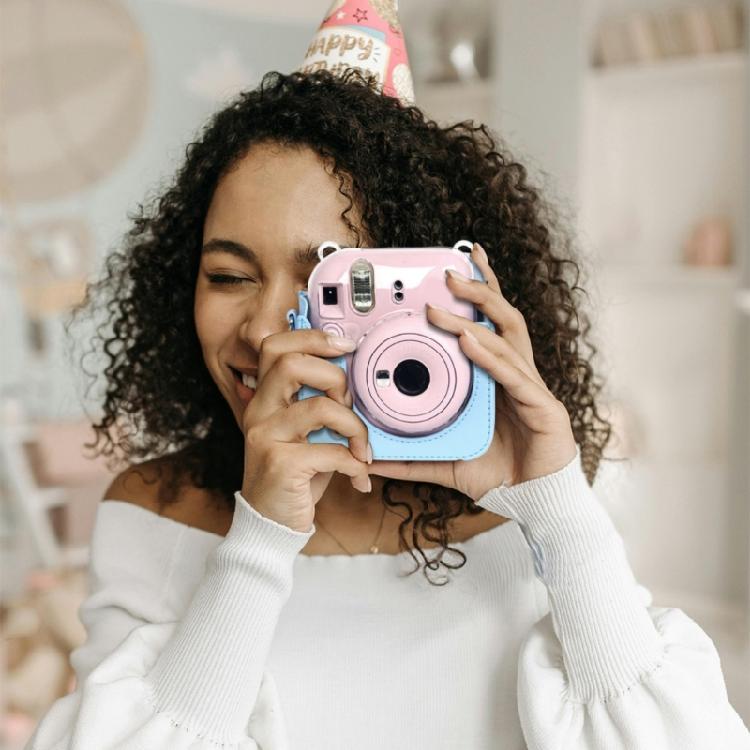 PU Leather Camera Case Bag Protective Cover for Mini 12 Instants Camera Case with Removable Straps