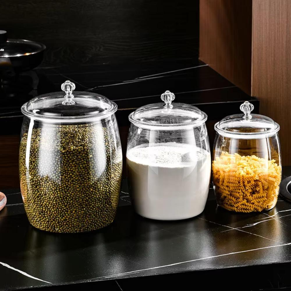 Transparent Grains Storage Box with Lid Food Storage Canister Multifunctional Candy Jar  Nuts
