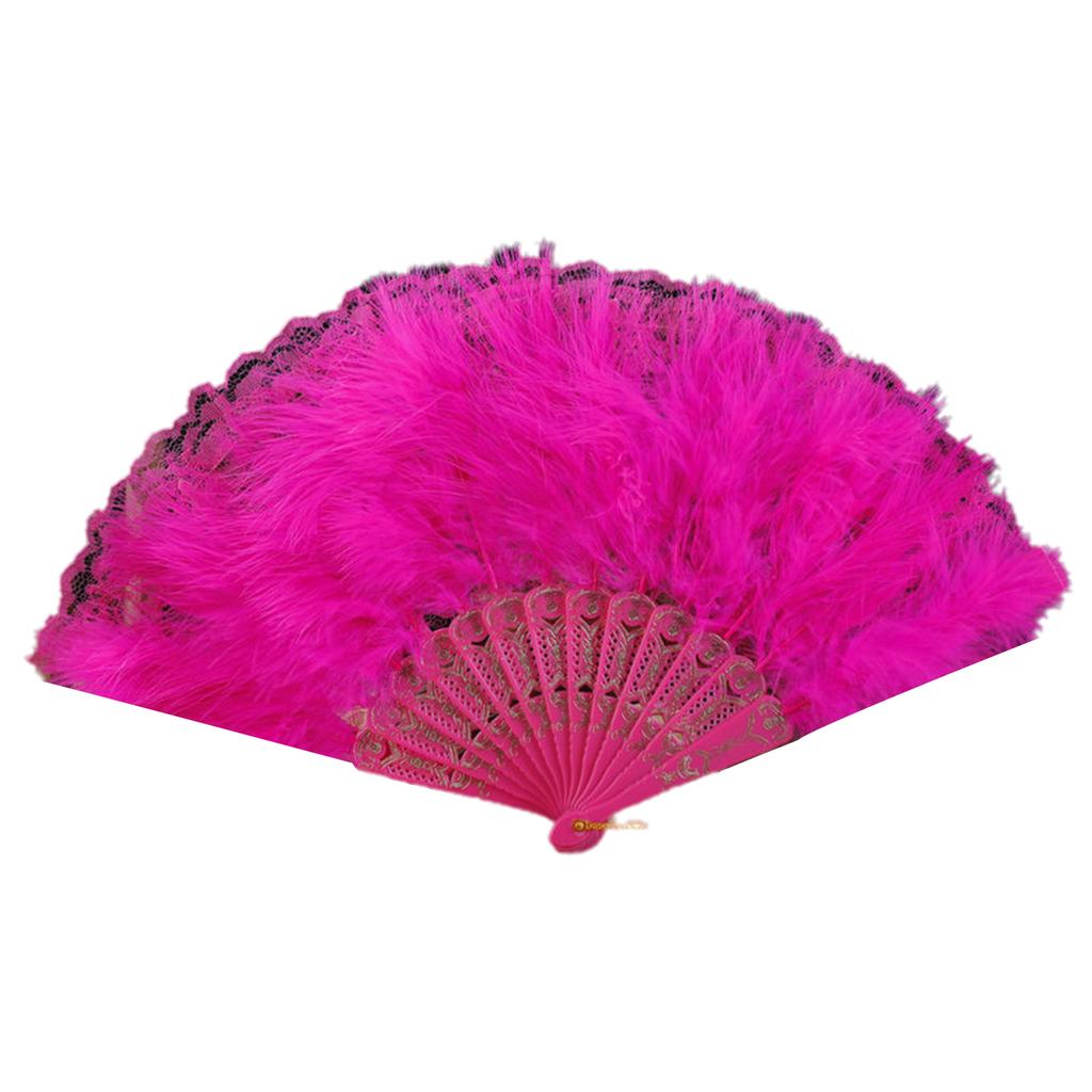 Elegant Lace Feathered Fan for Women 1920s Vintage Styles Flapper Folding Handheld Hand Fan for Cosplay Parties Event