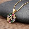 Nidin Initial Multicolor Zircon Necklace Charm Letter Necklace Jewelry For Women Men Accessories Party Gift