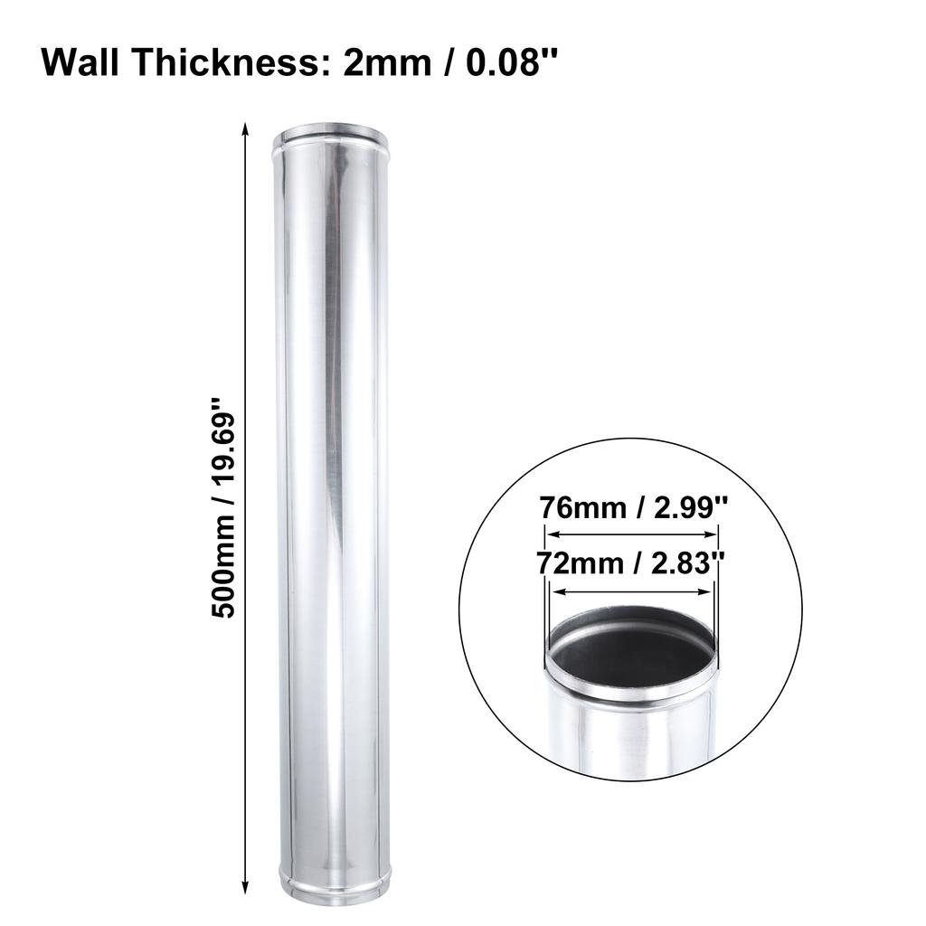 Uxcell Aluminum Alloy Tube OD 51/57/63/70/76mm Intercooler Pipe Air Intake Tube Hose 0 45 Degrees 500mm Length for Car