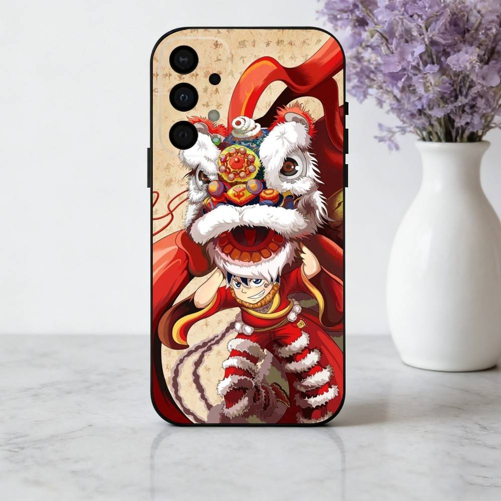 C-Chinese L-lion D-dance Phone Case For Samsung Galaxy A73,A72,A71,A70,A53,A52,A51,Others Soft Black Cover