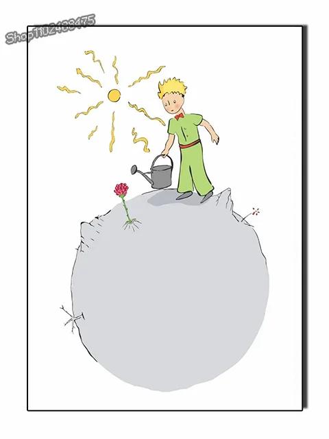 

Мультяшный Милый Маленький Принц и Роза Ягненок Лис Плакаты и Принты Картина на Холсте Минималистичное Настенное Искусство Картинка Домашний Декор Детской Комнаты 8X12inch 20x30cm