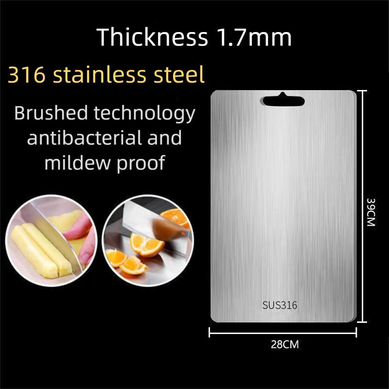 

Панель из нержавеющей стали 316 и разделочная доска, кухонная бытовая утолщенная двухсторонняя разделочная доска, блок, доска для замеса теста 39x28cm