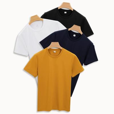 Solid Color Crew Neck Short Sleeve Regular Fit Cotton Mens Casual T Shirt