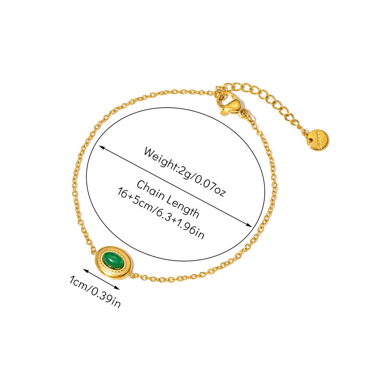 

Браслет из титановой стали в стиле ретро-дворца с покрытием из 18-каратного золота и натуральным изумрудом для женщин 18K Gold Plated