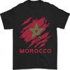 Morocco Ripped Flag Mens T-Shirt 100% Cotton