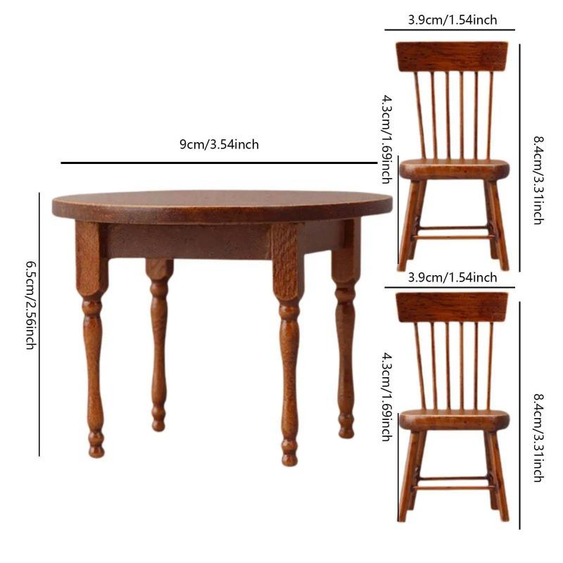 1Set 1:12 Dollhouse Miniature Tables Chairs Dining Table Kitchen Model Decor Toy Doll House Accessories