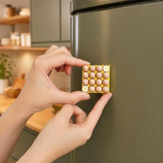 3D Egg Holder Refrigerator Magnet, Farmhouse Egg Tray Decorative Fridge Magnet, Memo Notes Photo Holder for Home Kitchen Office