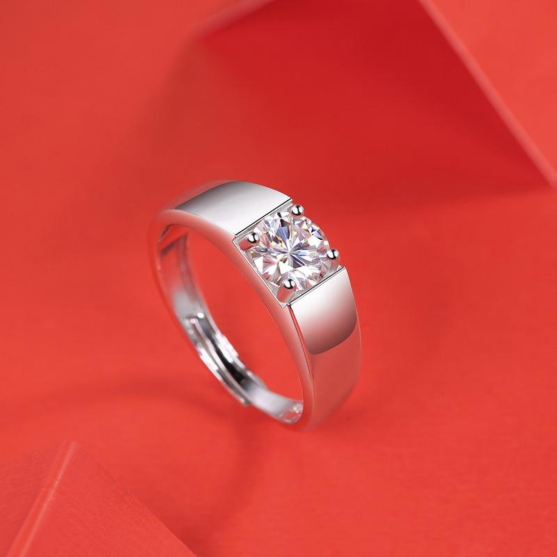 Nabest Ins Hot 925 Sterling Silver VVS Moissanite Diamond Ring Men Wedding Male Wedding Fine Jewelry Adjustable Mossanite Rings