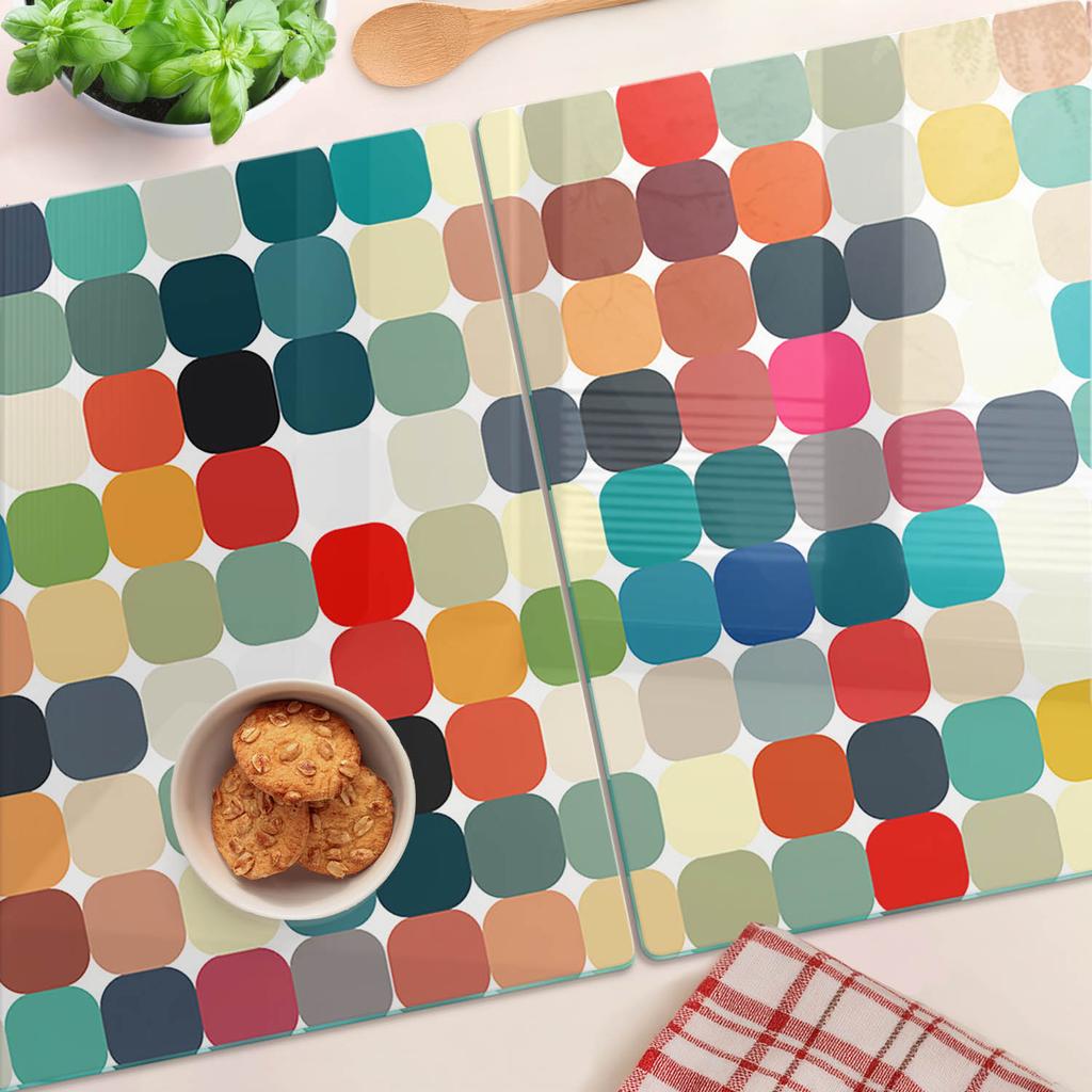 Stylish and Durable Glass Boards with Geometric Shapes Print 2x40x52 cm