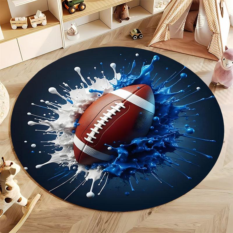 shipping naxt day! Dynamic Splash Football Rug for Sports Enthusiasts round carpet for home sofa bedroom, gift