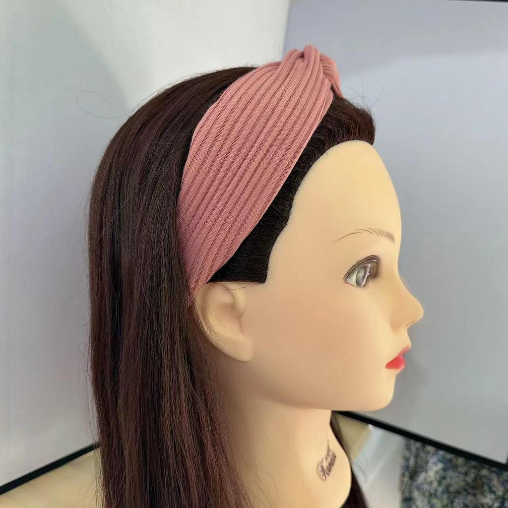 Strick-Stirnband im koreanischen Stil mit Überkreuz-Design für Damen - Elastischer Haarreif zum Gesichtwaschen, für Yoga und Sport.