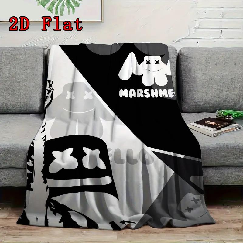 Marshmello 2D Flat Pattern Flannel Blanket High quality All Seasons Warmth and Comfort Perfect for Christmas Gifts.PMT0914162