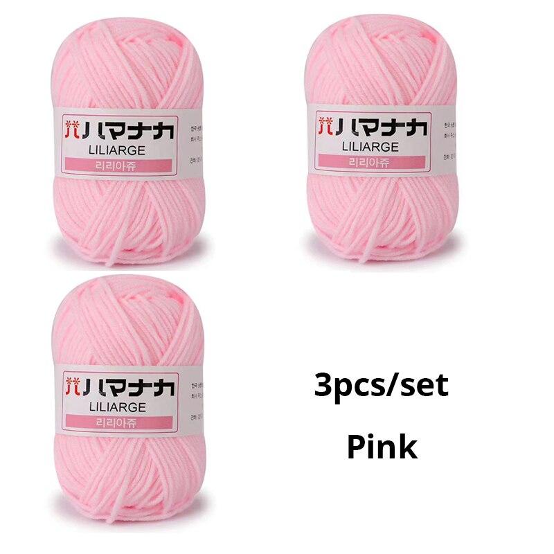 3Pcs Milk Sweet Soft Cotton Baby Knitting Wool Yarn Thick Yarn Fiber Velvet Yarn Hand Knitting Wool Crochet Yarn for DIY Sweater