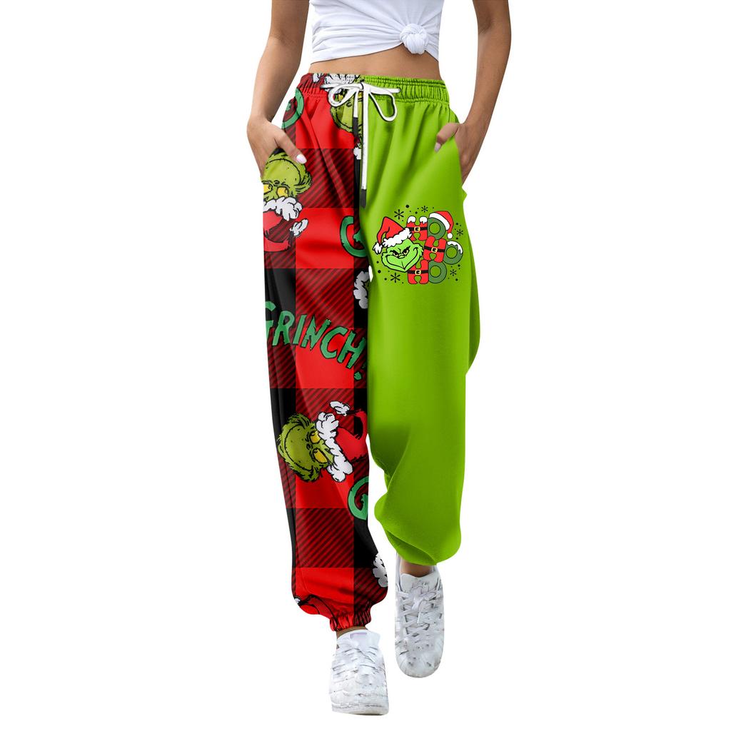 Women's Fashion Christmas Loose Drawstring Waist Solid Color Casual Sweatpants Pants