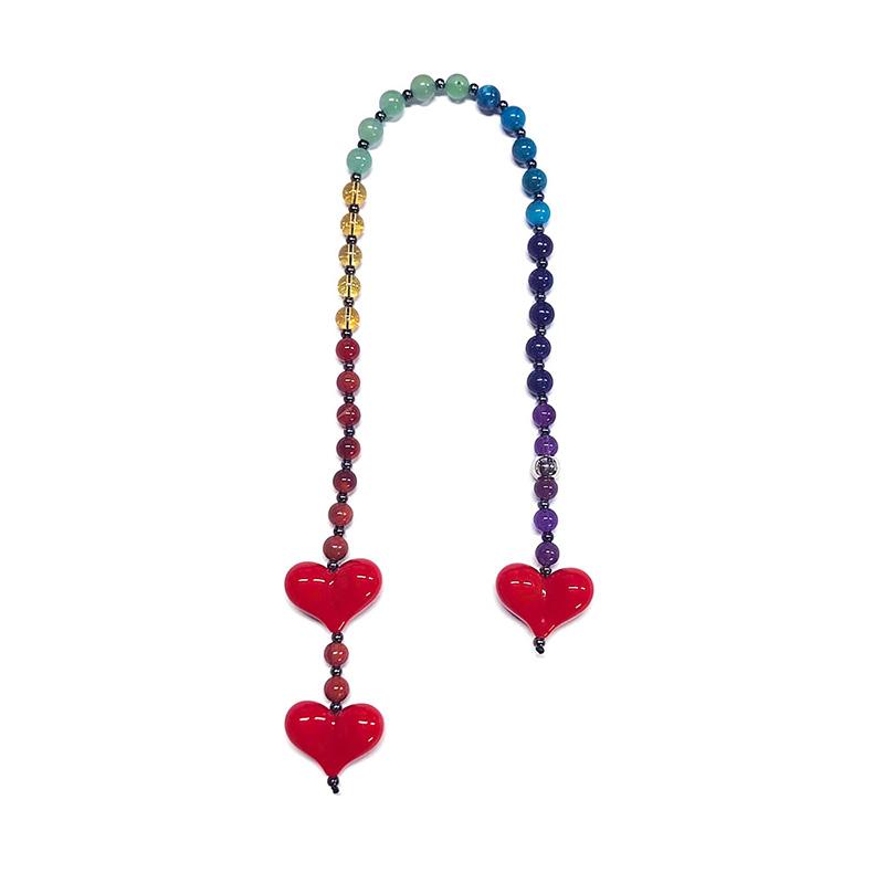 

Ins Style Colorful Stone Beaded Bag Charm Handmade Natural Gemstone Pendant with Heart Trendy Fashion Accessory for Girls
