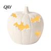 Halloween Pumpkin Decor Resin Figurine, Bat Hollow Out Lantern with Durable Collectibles Warm Light, Spooky Indoor Outdoor Home Table Fireplace Creepy