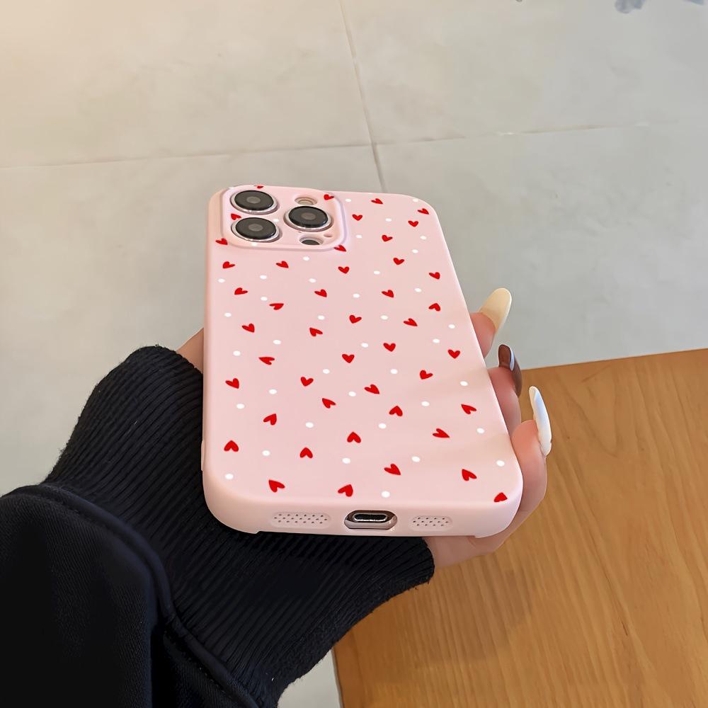 

For iPhone 15 Pro Max Case Full Heart Pattern Soft TPU Phone Cover As Shown A