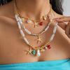 Ornaments Bohemian Shell Necklace Zinc Zinc Alloy Pearl Starfish Beach Pendant Shell Starfish Necklace  Beach