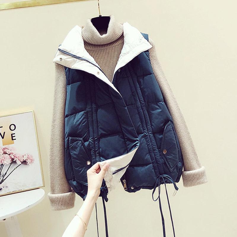 2024 Women's Short Slimming Sleeveless Down Vest - Korean Style, Autumn/Winter