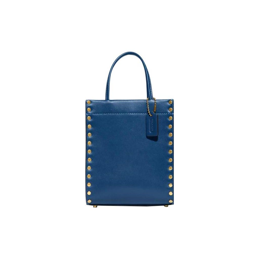 

Coach Cashin 14 Studded Magnetic Closure Leather Tote Bag Women tote Blue CC385-B4P2U Basic Set (Bag+Dust Bag)